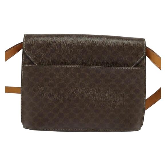 CELINE Macadam Canvas Shoulder Bag Pvc Leather Brown Gold - Picture 3 of 12